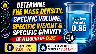 Determine Mass Density, Specific Volume, Specific Weight & Specific Gravity (Solved Example).
