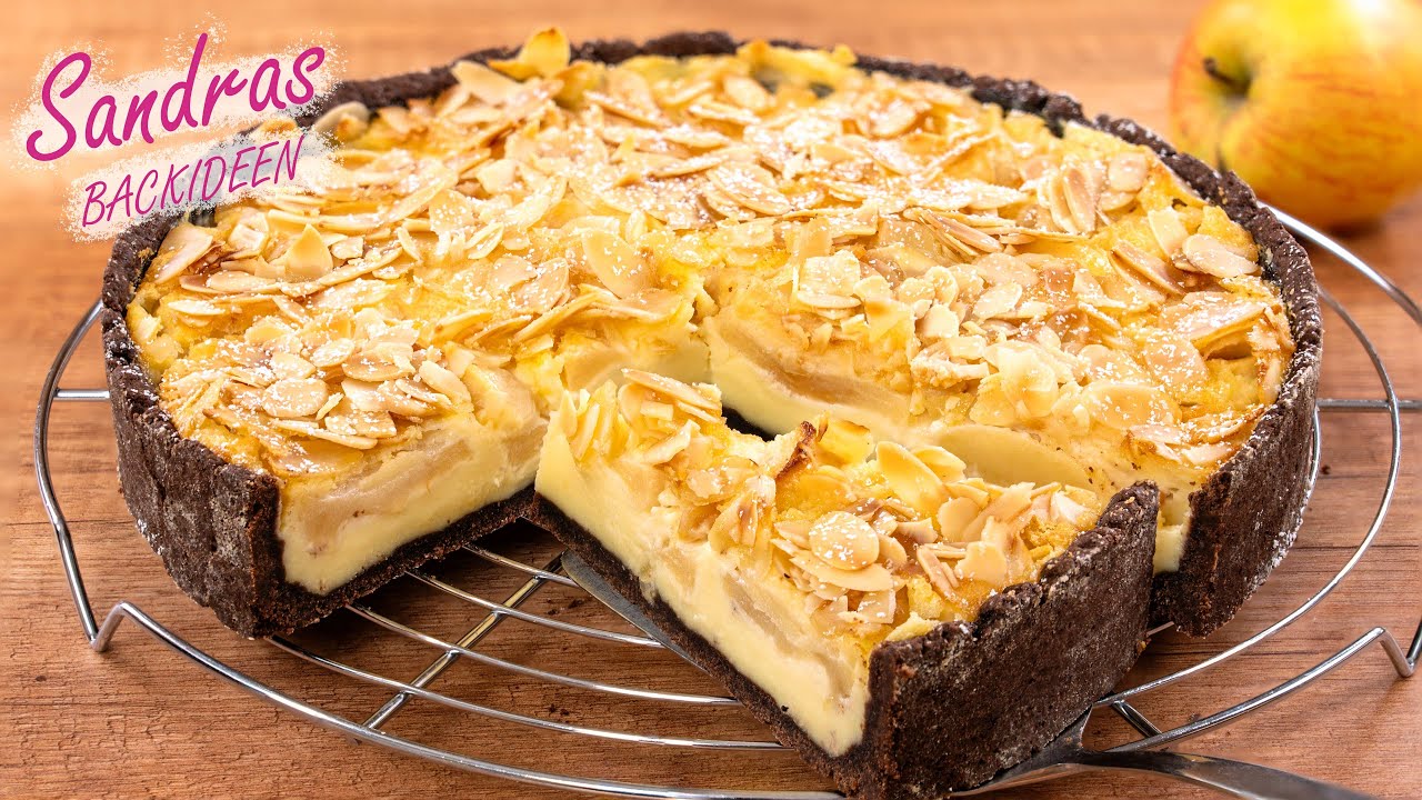 Apfelkuchen mit Vanillecreme und Mandeln - einfach, schnell und megalecker