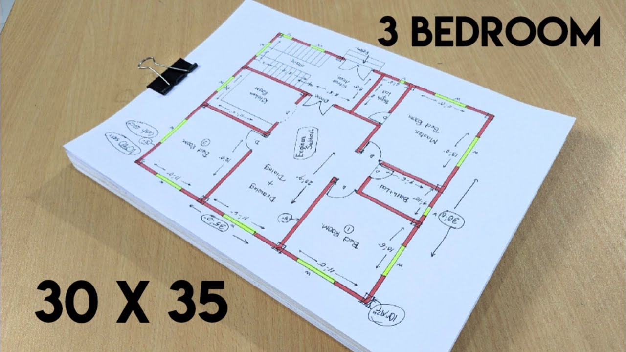 30-x-35-simple-village-house-plan-ii-30-x-35-ghar-ka-design-ii-3-bhk