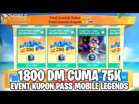 1.800 DIAMOND CUMA 75.000 - BISA BORONG SKIN MURAH! EVENT COUPON PASS MOBILE LEGENDS @VYGaming