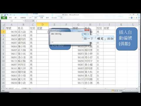 Excel VBA d001d2奇偶數流水號