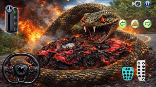 Giant Snake 🐍 Attacked My Supercar 😱 - 3d Driving Class 2026 - Android IOS GamePlay - CarGame screenshot 1