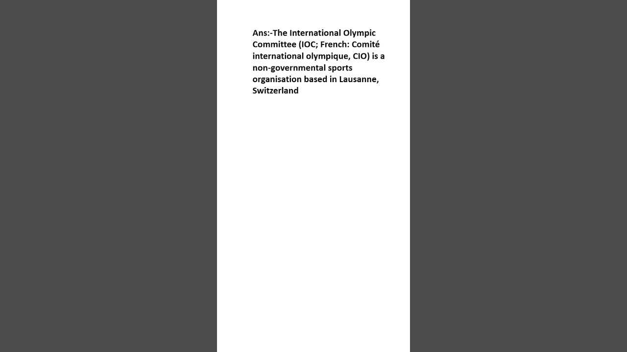 What is International Olympic Committee?