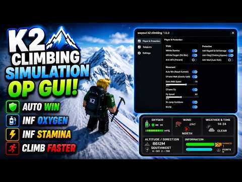 *OP* K2 CLIMBING SIMULATION SCRIPT! 🏔️ AUTO WIN + INF OXYGEN AND INFINITE STAMINA  (WAYOUT GUI)