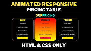Animated Responsive Pricing Table Using HTML and CSS | Step-by-Step Pricing Table Tutorial