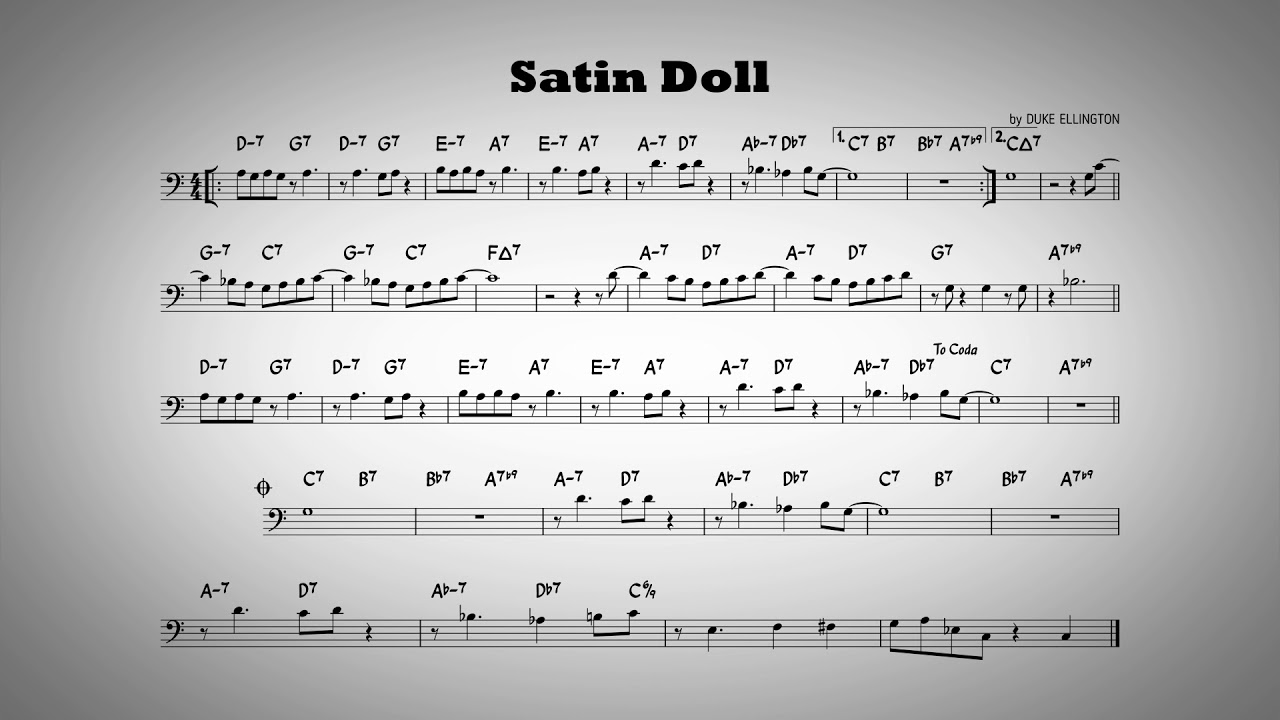 Satin doll Play along C bass instruments YouTube