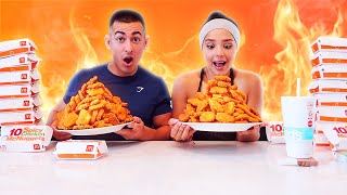 Eating 300 SPICY CHICKEN MCNUGGETS With my Girlfriend 🥵 (Challenge)