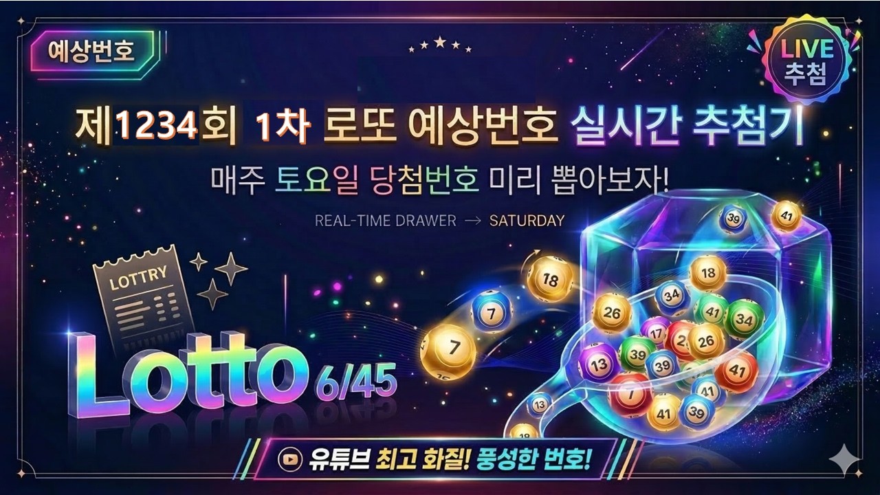 🎱 로또 1234회 1차 실시간 라이브 예상번호 추첨 | 이번 주도 행운번호를 잡아라!