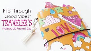Traveler's Notebook pocket size - Flip through- Good Vibes - Dollar Tree - SOLD