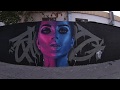 Pink & Blue Graffiti portrait in Dubai - Stainz