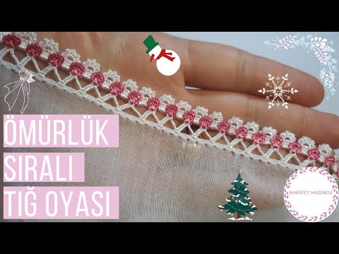 Kar Gibi Beyaz İle Pembe Uyumu | Ömürlük Sıralı Tığ Oyası | Marifet Hazinesi 37. Model