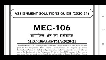 MEC 106 Ignou Solved Assignment 2020-21