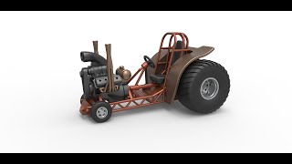 3D printable Mini Rod pulling tractor Scale 1:25 3D model view