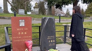 Lake View Cemetery Brandon Lee & Bruce Lee Grave Seattle March 2025