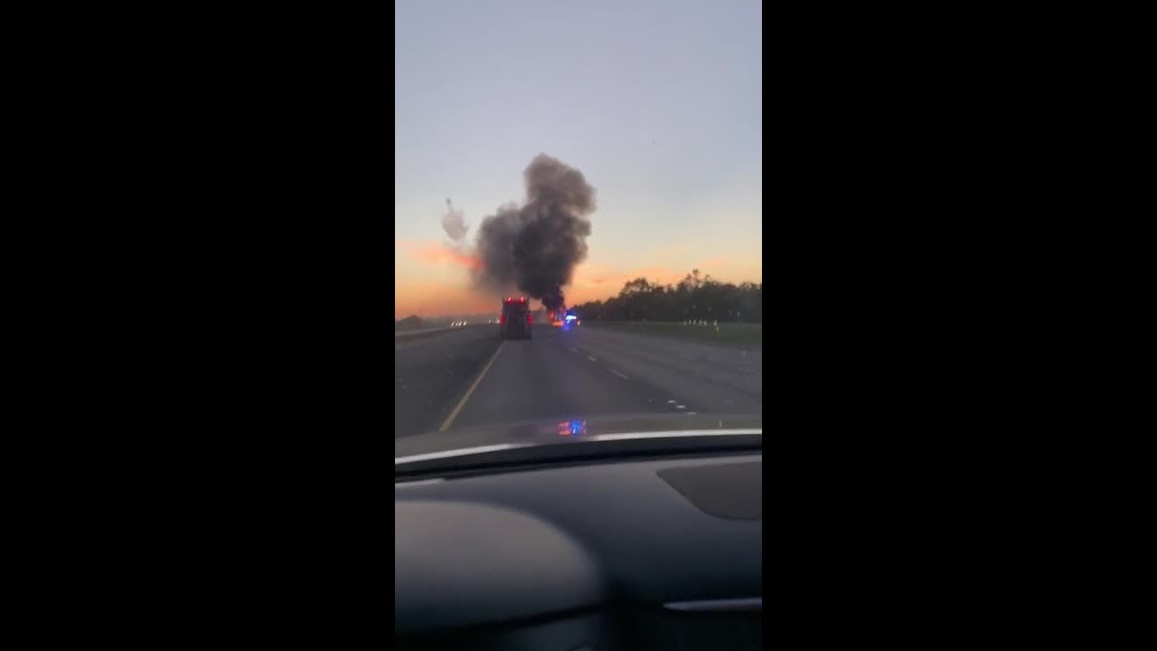 Viewer submitted video of fire on I-10 W near Iowa / courtesy Crystal Landry