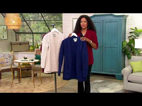 Aran Craft Merino Wool Open Front Cardigan Sweater on QVC