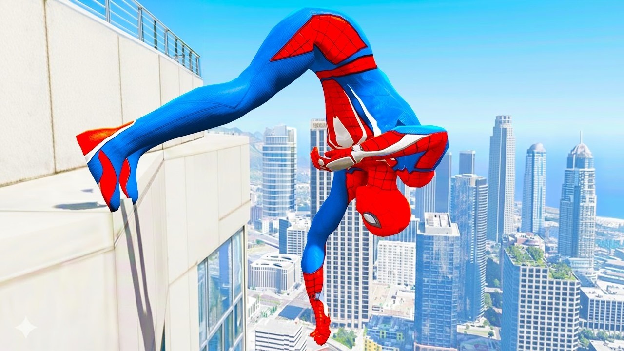 SPIDERMAN CRAZY JUMPS/FALLS (GTA 5 Spider-Man Fails) #4