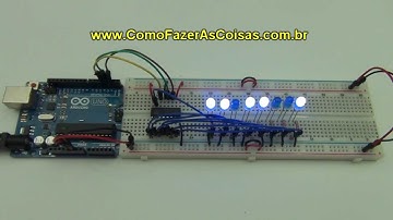 Controlando 8 leds com o Arduino usando o CI 74HC595 e fazendo uma contagem binária.