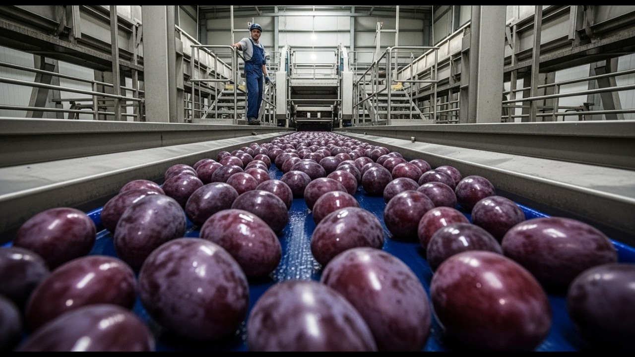 Why are they so BIG The Hypnotic Processing of Giant Industrial Purple Grapes 🍇