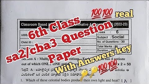 Class 6th💯💯 sa2 cba-3 Social question paper with Answers key  🔑 💯💯 real