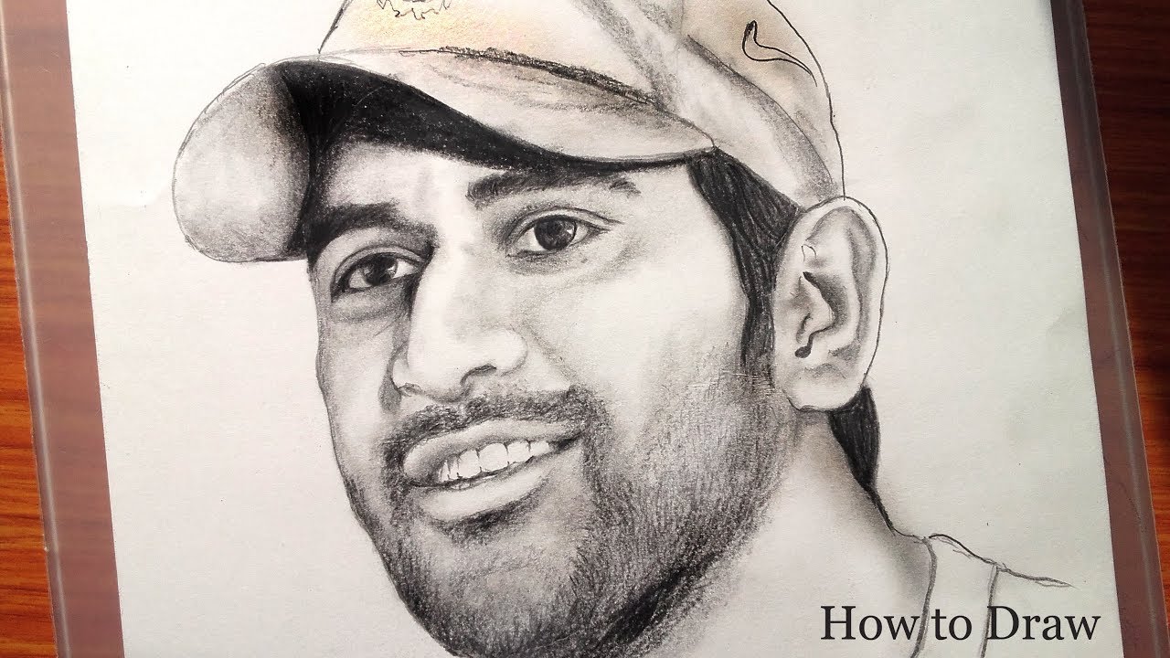 Ivory Sheets Pencil Sketch Of MS Dhoni Size A3 Size