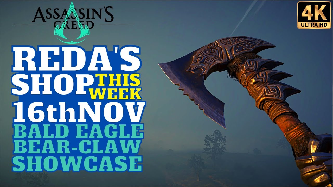 Assassin's Creed Valhalla Reda's Shop This Week (1623 Nov) BearClaw Axe, Bald Eagle, Berserker