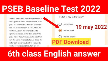 English baseline 6th class pseb board solution, Class 6 English baseline quize test 19 may 2022