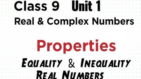 Properties of Equality and Inequality of Real Numbers Class 9 Unit 1 Real and Complex Numbers