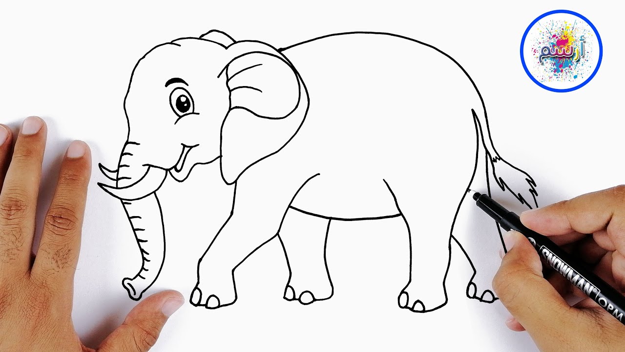 رسم سهل جدا كيوت للاطفال للمبتدئين | تعلم طريقة كيفية رسم فيل خطوة بخطوة | تعليم الرسم للاطفال