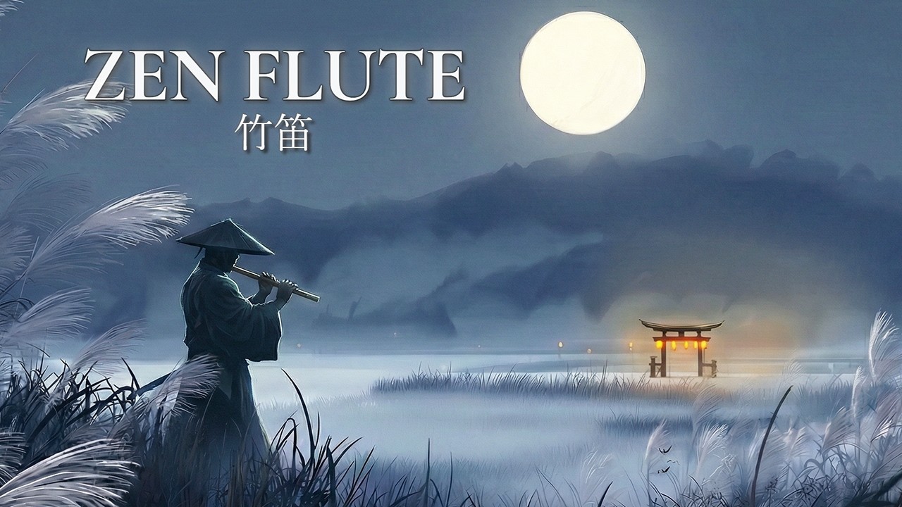 Bamboo Flute & Piano | Zen Meditation in Moonlight ⛩️