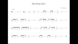 Nine Stroke Roll 1 (90 BPM) | Drum Sheet Daily Routine [Tablet View]