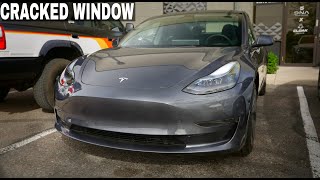 Tesla Model 3 Rental Car CRACKED window replacement