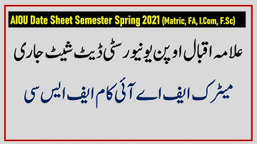 Matric FA I.Com FSC Date Shtee Spring 2021 Allama Iqbaal University