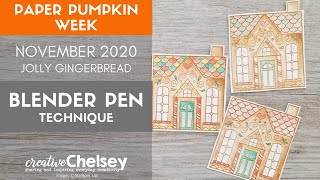 How I use a Blender Pen to color the Gingerbread House Stamp in the November 2020 Paper Pumpkin Kit