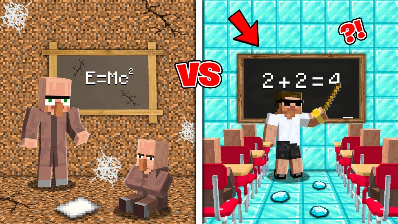 Rich School vs Poor School Build Battle Challenge in Minecraft..
