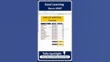 How to use Total and Subtotal Function in MS Excel 87 | MS Excel Learning for Beginners #Shorts