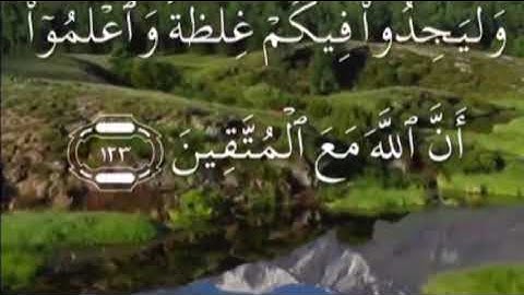 اواخر سورة التوبة صفحة ٢٠٧ مكتوبة مكررة بصوت سعد الغامدي الجميل