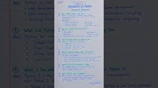 🐍 Python Unit 1 Important Questions | Introduction to Python 🔥 #Shorts