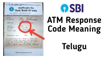 SBI ATM Response code and Code Meaning ( ATM Error Code ) - Telugu