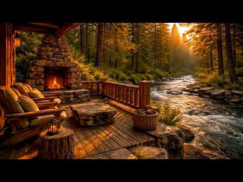 A Porch by the River Where Sunset Meets the River’s Endless Song | 10 Hours of Deep Relaxation
