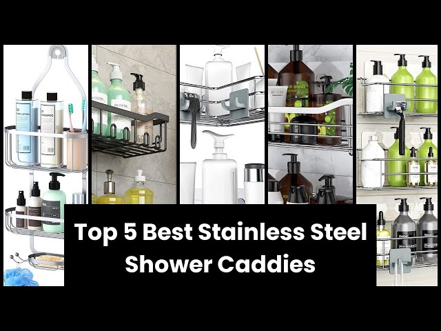 Coraje Shower Caddy, Shower Shelves [5-Pack], Adhesive Shower Organizer No  Drilling, Large Capacity, Rustproof Stainless Steel Bathroom Shower Shelf