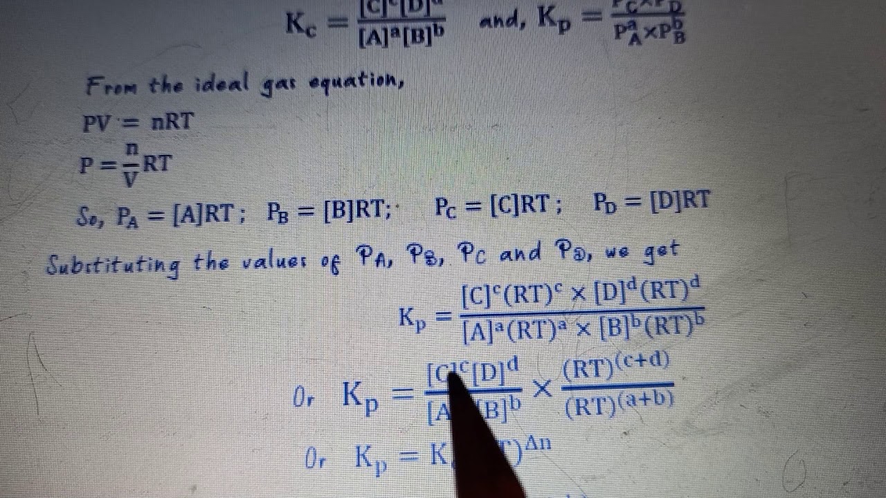 equilibrium constant (Kp) of Partial pressure, relationship between kp