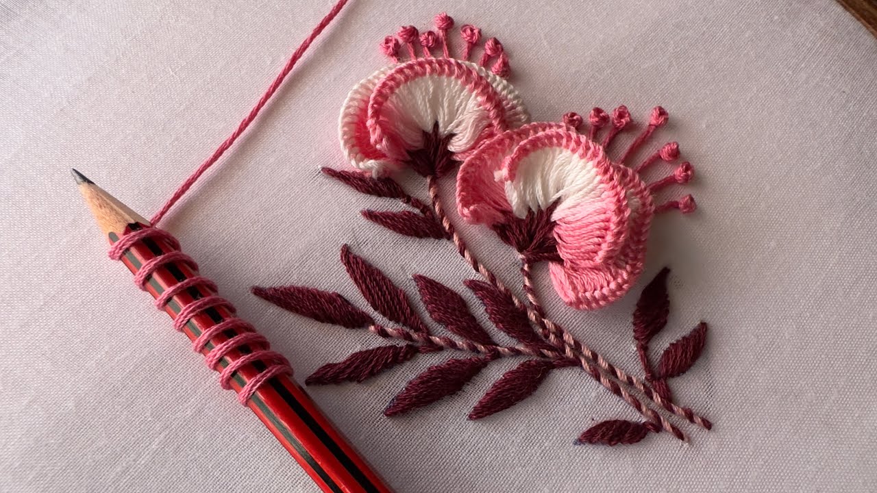 Splendid flower design, hand embroidery