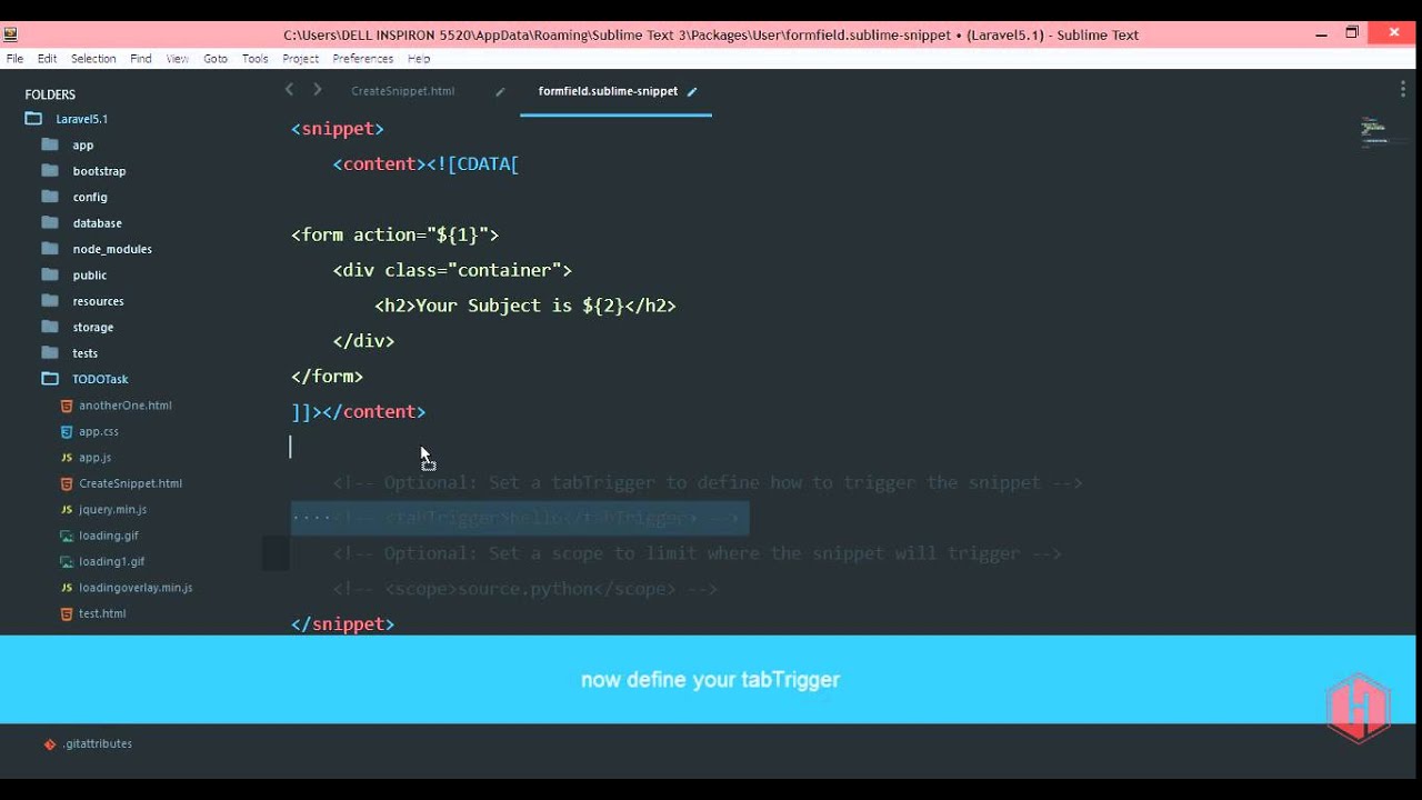 How to create new snippet in Sublime Text very quickly - YouTube