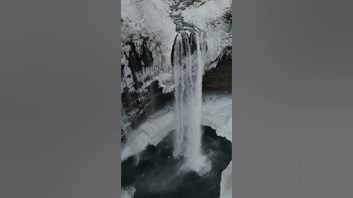Seljalandsfoss and Gljufrabui waterfalls in Iceland from ground and sky in 4K