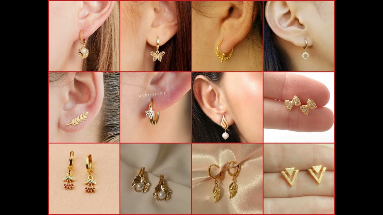 2 Pairs Lot, 22k Solid Gold Plated Dainty Stud Earrings,Ear Studs,Tops –  Madeinindia Beads