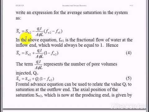Displacement in linear system- Welge Equation 2- 4th year SOR - YouTube