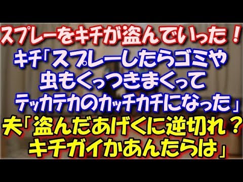 【スカッとする話】 ウレタンクリアスプレーを近所のママさんが盗んでいった！ｷﾁ「ゴミや虫もくっつきまくってカッチカチになった」旦那「盗んだあげくに逆切れ？キチガイかあんたらは」 スカッと修羅場ラバンダ