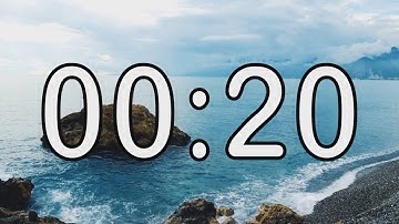 20 second timer with Calm and Soft Music and sea wave cinematic background