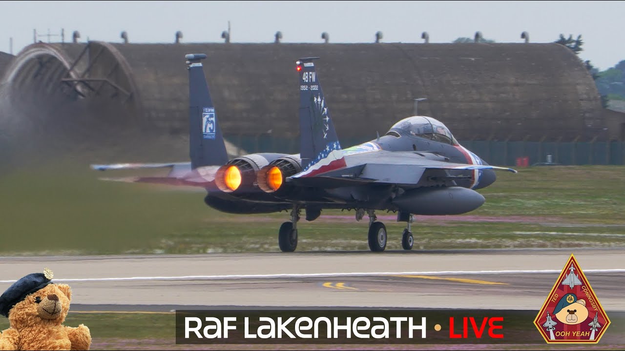 LIVE SHOW F15E STRIKE EAGLE &amp; F35A LIGHTNING ACTION • USAF 48TH FIGHTER